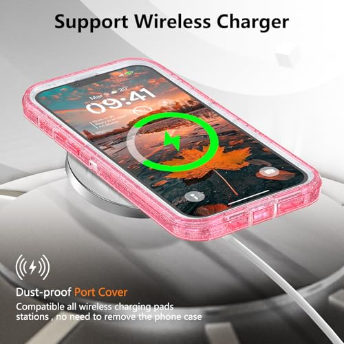 TUTUKII for iPhone 14 Pro Max Case Pink Glitter | Heavy Duty Shockproof, Anti-Drop, Anti-Yellow,Triple-Layer Transparent Protective Phone Cover, 6.7" - color: Pink Glitter, size: iPhone 14 Pro Max 6.7"