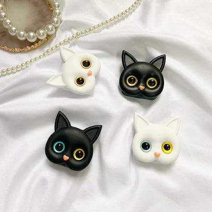 2/4Pack 3D Cute Kitten Phone Holder with Mini Mirror,Phone Grip with Small Makeup Mirror,Cute Cat Phone Folding Bracket,3D Cute Cat Cellphone Foldable Finger Grip Holder for All Smartphones (4Pcs) - color: 4Pcs