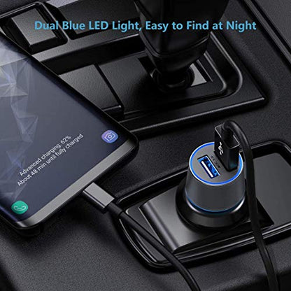 36W Fast USB Car Charger for Samsung A57/A56/A55/A37/A17/A16/A36 Android - color: Black