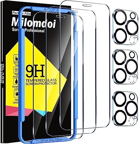 Milomdoi Screen Protector for Apple iPhone 12 Pro Max, Tempered Glass - size: iPhone 12 Pro Max 6.7 inch