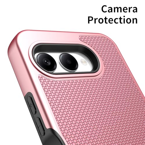 for T-Mobile REVVL 8 Phone Case with Tempered Glass Screen Protector,Dual Layer Heavy Duty Shockproof Protection Cover (Rose Gold) - color: Rose Gold