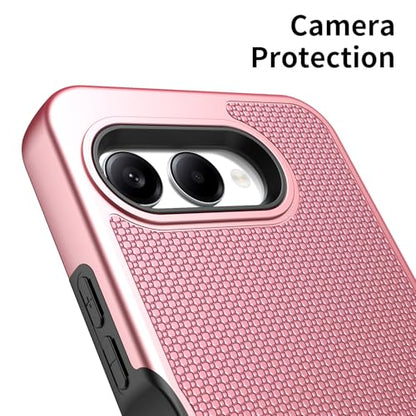 for T-Mobile REVVL 8 Phone Case with Tempered Glass Screen Protector,Dual Layer Heavy Duty Shockproof Protection Cover (Rose Gold) - color: Rose Gold