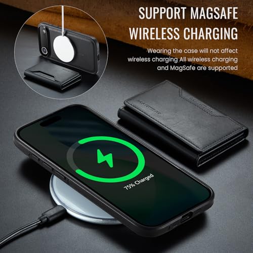 K2 2 in 1 Detachable Magnetic Phone Cases Compatible with iPhone Air / 17 Air Case with Card Holder RFID Blocking , Compatible with Magsafe Wallet, Leather 6.5'' (Black, iPhone Air) - color: Black, size: iPhone Air