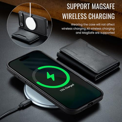 K2 2 in 1 Detachable Magnetic Phone Cases Compatible with iPhone Air / 17 Air Case with Card Holder RFID Blocking , Compatible with Magsafe Wallet, Leather 6.5'' (Black, iPhone Air) - color: Black, size: iPhone Air