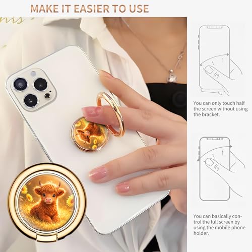 Cell Phone Ring Holder, Cute Metal Phone Grip Stand Finger Ring Kickstand, Flexible 360°Rotation Phone Tablet Case Accessories Compatible with Most Phones Cute Cow Calf - color: Cute Cow Calf