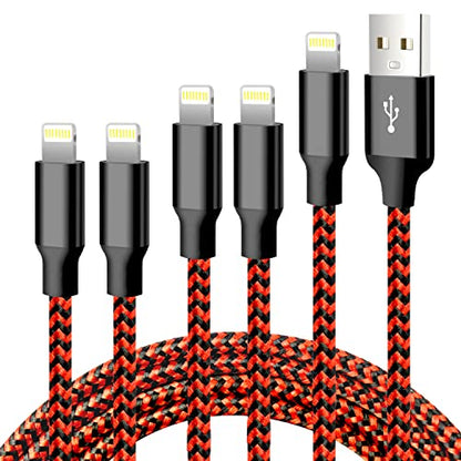 USB to Lightning Cable, 5 Pack iPhone Charger Fast Charging Cord (BlackRed) - color: Black Red, style: USB-A to L