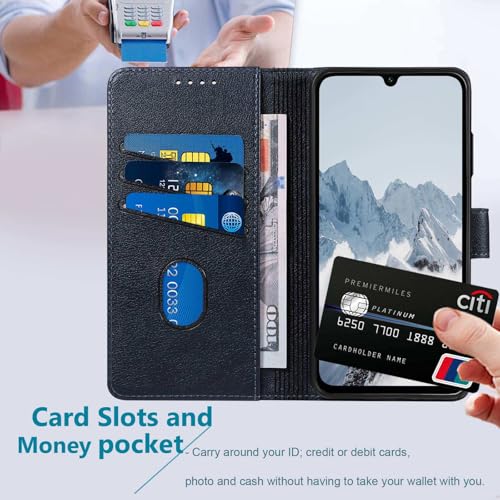for Galaxy A17/A16 5G Phone Case Wallet RFID Blocking (Blue) | Premium PU leather, card holder/cash slots, protective flip cover for Samsung Galaxy A17/A16, magnetic closure, kickstand - color: Blue