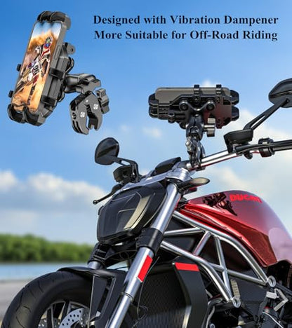 BRCOVAN Anti-Shake Motorcycle Phone Mount Holder with Vibration Dampener