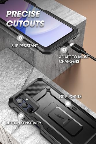 SUPCASE for Samsung Galaxy A16 Case with Screen Protector, Black | Built-in Kickstand, Rotating Belt-Clip, Military-Grade Drop Protection, Full-Body Rugged, Unicorn Beetle Pro - size: Galaxy A16