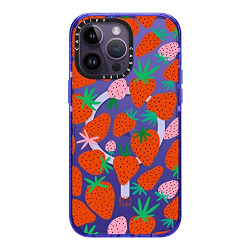 CASETiFY for iPhone 14 Pro Max Case - Impact Compatible with MagSafe | 8.2 ft. 4x Military Grade Drop Protection | STRAWBERRIES | Peri Purple - color: STRAWBERRIES, size: Iphone 14 Pro Max (Magsafe)