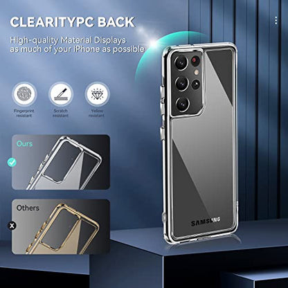 DEERLAMN Clear Case for Samsung Galaxy S21 Ultra, Military Grade Drop Protection Anti-Scratch Transparent Ultra Slim Non-Yellowing Shockproof Protective Phone Cover - size: Samsung Galaxy S21 Ultra