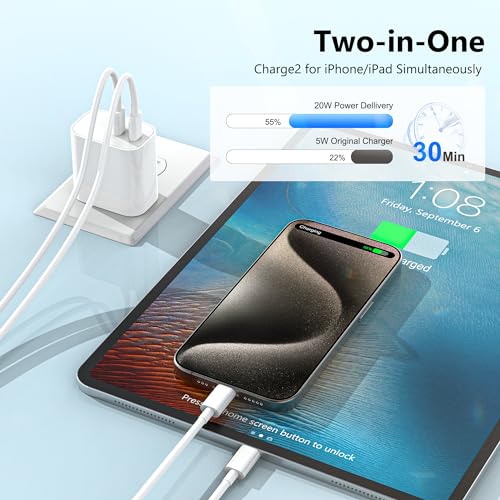 USB C Charger Block 3 Pack, Dual Port 20W Fast Wall Plug - color: White