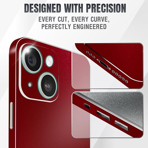 2Pcs Skin Wrap Compatible for iPhone 14 – Slim Decal Vinyl Protective Film for Sides & Back – Sleek Fit, Premium Look – Compatible with All iPhone 14 Cases - Glossy Cherry Red - color: Glossy Cherry Red