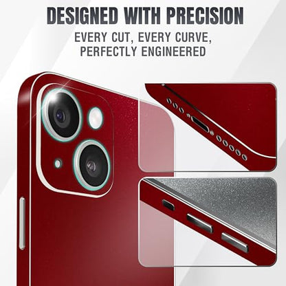 2Pcs Skin Wrap Compatible for iPhone 14 – Slim Decal Vinyl Protective Film for Sides & Back – Sleek Fit, Premium Look – Compatible with All iPhone 14 Cases - Glossy Cherry Red - color: Glossy Cherry Red