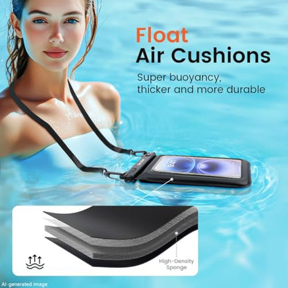 2 Pack Floating Waterproof Phone Pouch, Up to 8.5", Double Space | IPX8, Touchscreen, Waterproof Phone Case Dry Bags for iPhone 17 16 15 Pro Max, Beach Cruise Essentials 2026 - color: Black+Green