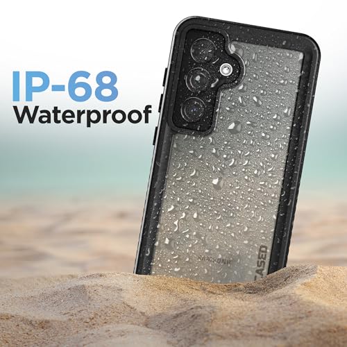 Encased Waterproof Belt Case Designed for Samsung Galaxy S24 Plus - Full Body Protective Case with Screen Protector Built-in with Holster Clip (Clear/Black) (S24 Plus) - size: S24 Plus
