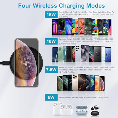 15W Fast Wireless Charger Pad for Google Pixel 10a/10/10 Pro XL/Fold/9a/Pro