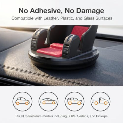 Car Phone Holder, Car Dashboard Phone Mount with Silicone Pad Mat, Slip Free Desk Phone Stand, Universal for Most Smartphones,GPS Devices and More (Red) - color: Red&Black