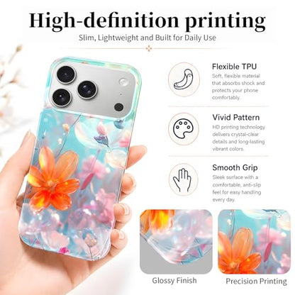 Case Compatible with iPhone 17 Pro Max, 2025 Anti-Yellow Ultra Transparent Soft TPU Phone Case, Shockproof Anti-Slip Slim Lightweight Full Coverage Protective (Flowers 3) - color: Flowers 3