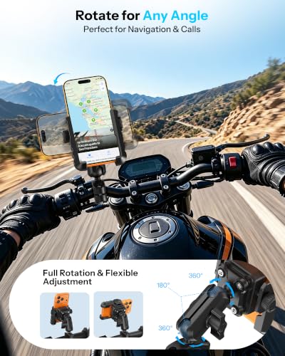 OMOTON Bike Phone Holder Extended Arm, Anti-Shake Camera-Friendly Mount - color: 7-Black Pro