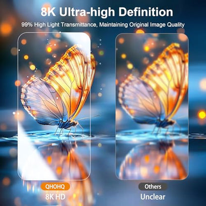QHOHQ [1-Second Auto-Install] 3 Pack Screen Protector for iPhone 17 Pro Max [6.9 Inch] + 1 Set Camera Lens Protector, 9H+ Shatterproof Tempered Glass, [12FT Military Grade Protection], Case Friendly - size: iPhone 17 Pro Max 6.9 Inch
