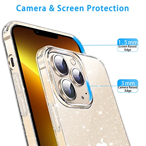 JJGoo Compatible with iPhone 13 Pro Max Case, Clear Glitter Sparkle Bling Slim Bumper Cover Soft Shockproof Phone Cases for iPhone 13 Pro Max (6.7 inch) - color: Clear Glitter