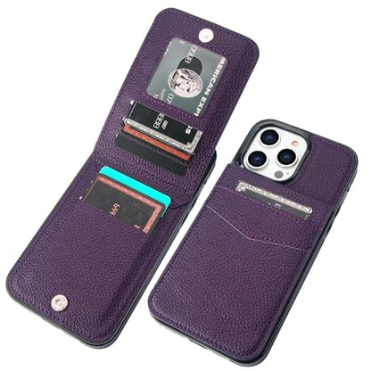 KIHUWEY for iPhone 14 Pro Max Wallet Case Card Holder, Lichee Dark Purple | Credit Card Slots, PU Leather, Kickstand, Magnetic, Flip Heavy Duty Protection Cover for Men and Women - color: Lichee Dark Purple