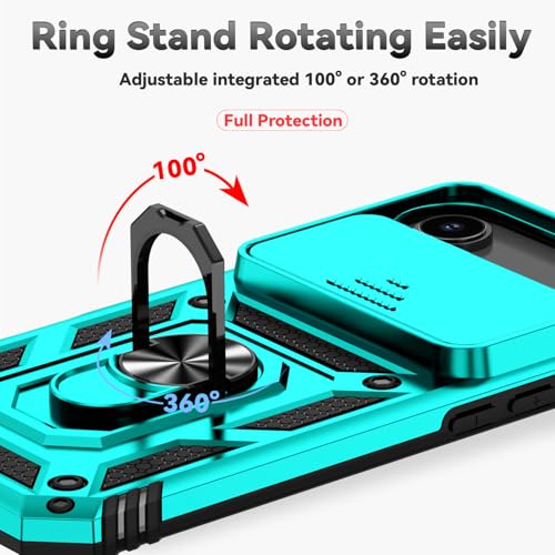 for iPhone Air Case, with Slide Camera Cover HD Screen Protector [Military Grade 16ft. Drop Tested] Ring Holder Kickstand Protective Phone Case for Apple iPhone Air 2025, Mint - color: Mint w/ Slide Camera 2nd gen. Military Grade