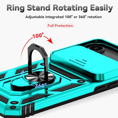 for iPhone Air Case, with Slide Camera Cover HD Screen Protector [Military Grade 16ft. Drop Tested] Ring Holder Kickstand Protective Phone Case for Apple iPhone Air 2025, Mint - color: Mint w/ Slide Camera 2nd gen. Military Grade