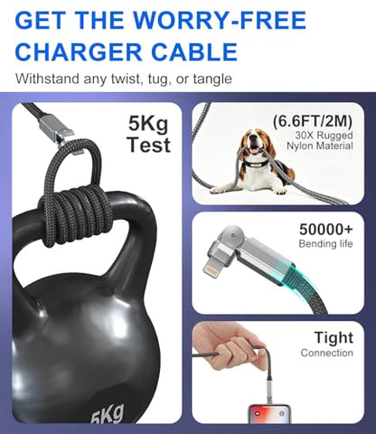 Swivel iPhone Charger 90 Degree USB C to Lightning Cable - 180° Dual Rotating Swivel Connectors, 3A Fast Charging & 480Mbps Data Sync, MFi Certified iPhone Charger for CarPlay, iPhone 14/13/12/11/X/8 - color: 180 Degree Rotating USBC Lightning Cable 2M
