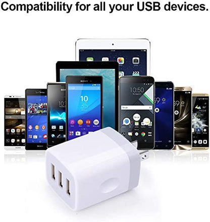 USB Charger Cubes, Wall Charger Adapter, Sicodo 3Pack Universal Travel 3.1A - color: 3Pack-Purple Green Blue