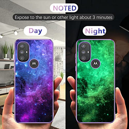 GUAGUA Compatible with Motorola Moto G Power 2022 Case 6.5 Inch Glow in The Dark Noctilucent Luminous Space Nebula Slim Fit Cover Protective Anti Scratch Cases for Moto G Power 2022, Blue