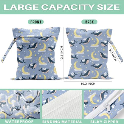 Whale Wet Dry Bags for Diaper Waterproof Swimsuit Washable Reusable Bag for Beach Diapers Dirty Yoga Gym Clothes Plant Gifts for Friend Men Women 12.5x10.2 Inches - color: Whale2