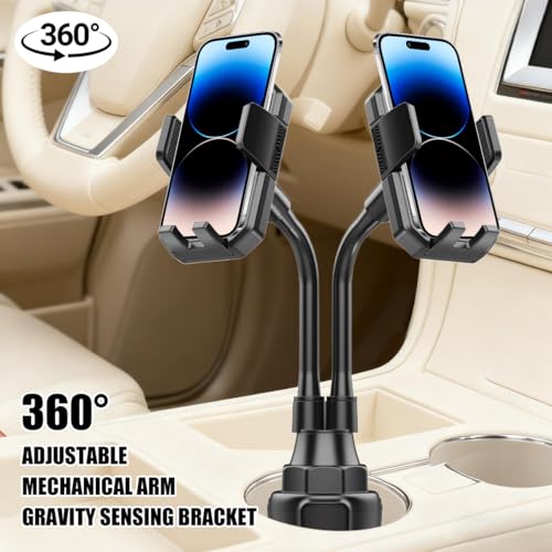 360° Rotatable Long-Neck Dual Cup Holder Phone Mount, Style X908 - size: A297+A297+X908