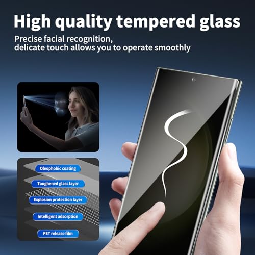 2 Pack For Samsung Galaxy S23 Ultra Privacy Screen Protector, 9H Hardness Anti-Spy Tempered Glass, Scratch-Resistant ，Anti-fingerprint，bubble free, easy install