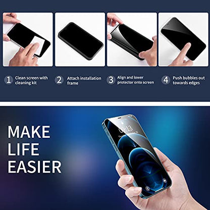 ImpactStrong 3-Pack Shatterproof Tempered Glass Screen Protector for iPhone 12 Pro Max [Easy Installation Frame] [Bubble Free] [9H Hardness] [Full Coverage] Case Friendly, 6.7 Inch - size: iPhone 12 Pro Max