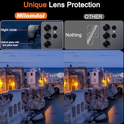 Milomdoi Screen Protector for Samsung Galaxy S25 Ultra,Tempered Glass | 3+3 Pack 9H+Hardness,Camera Lens Protector,Support Fingerprint Unlock,Easy Installation,Case Friendly,Shatterproof No Bubble - size: Galaxy S25 Ultra 6.9 Inch
