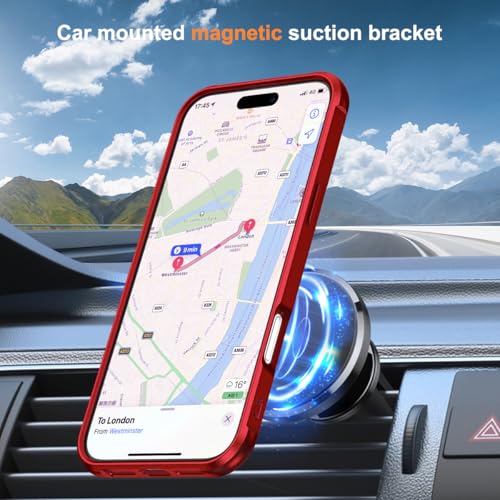SKYLMW Compatible with iPhone 16 Pro Case with Stand,Red | iPhone 16 Pro Phone Case 6.3",Magnetic Ring Stand,Compatible with MagSafe,Military-Grade Protection,Great Grip Feeling - color: Red, size: Iphone 16 Pro