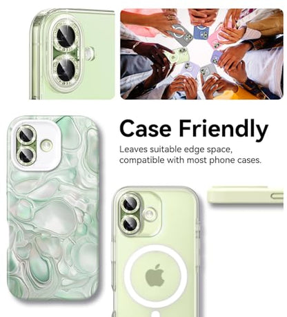Matekxy for iPhone 17 Camera Lens Protector Glitter Individual Cover - color: Sage