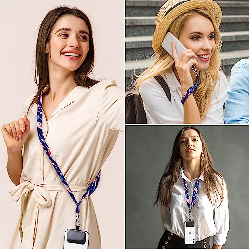 Phone Lanyards, Wrist Lanyards, Adjustable Neck Strap Feather - color: Blue red