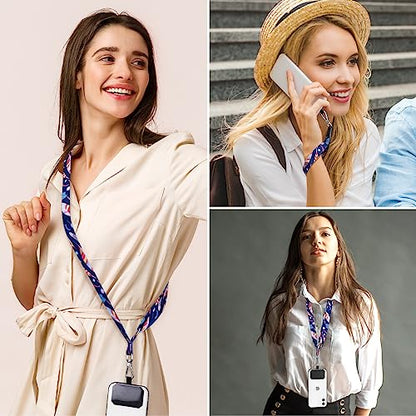 Phone Lanyards, Wrist Lanyards, Adjustable Neck Strap Feather - color: Blue red