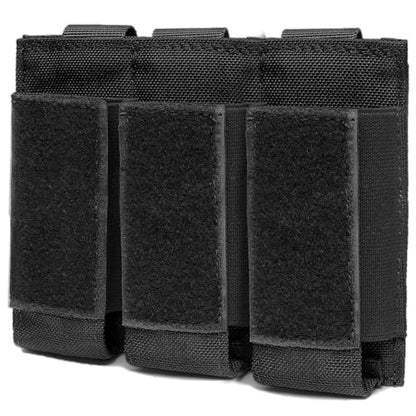 TRIWONDER Tactical Cigarette Pouch Molle Small Military Bag Battery Cigarette Case EDC Utility Card Holder Lighter Slot Mini Cigar Waist Pack - color: 14 Black - Triple Pistol