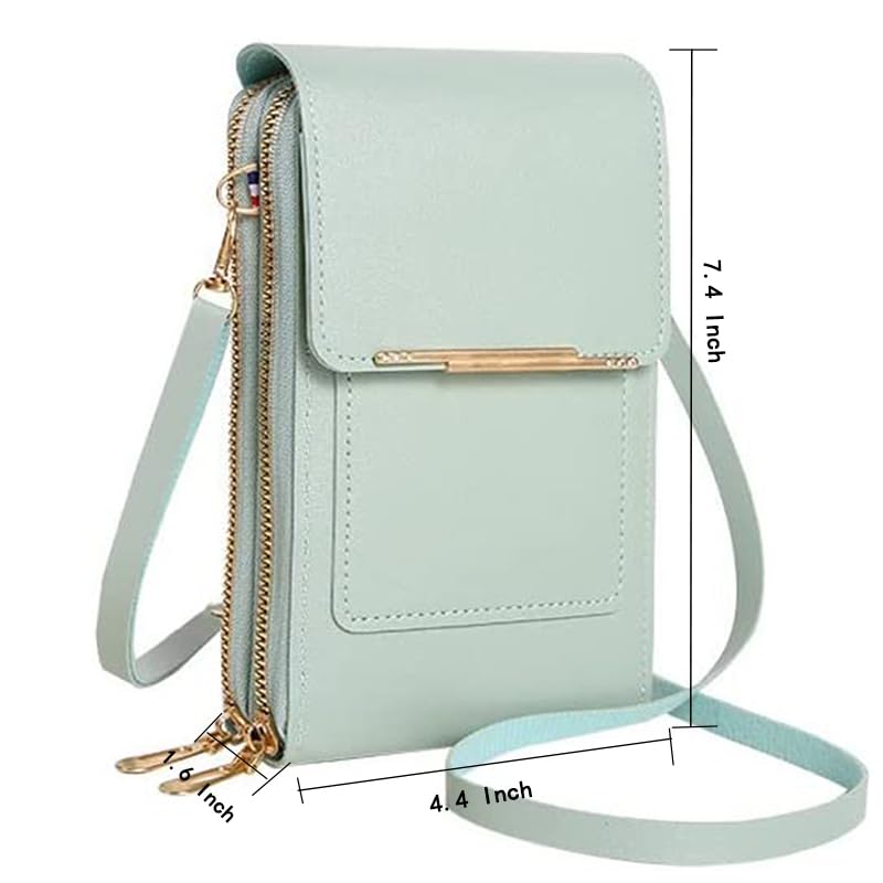 Anti-Theft Leather Bag,Small Crossbody Cell Phone Purse Wallet for Women,RFID Block Phone Purse Crossbody with Shoulder Strap - color: Green