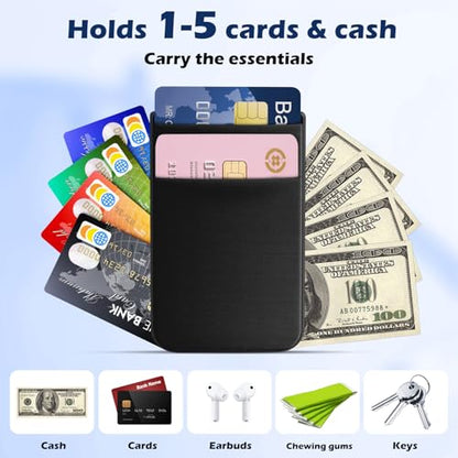 CloudValley Magnetic Wallet Compatible with MagSafe for iPhone 17/16/15/14/13/12 Series, 5 Card Stick on Back of Phone Credit Cards& ID Card Cell Phone Card Holder for Phone Case with Mag-Safe, Black - color: Black
