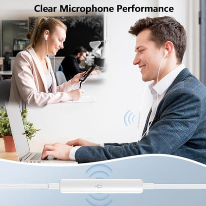 Wired Headphones USB C Earbuds Digital Sound Earphone with DAC Chip and Mic - color: White