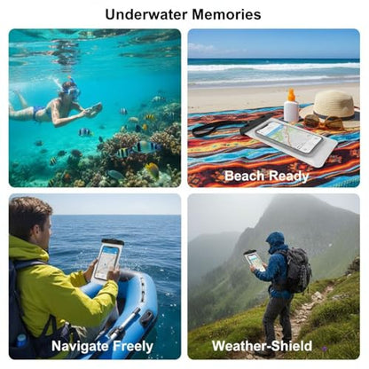 Waterproof Phone Pouch, PVC Touch Screen Case with Black Clip, 8.5 x 4.1 in / 21.5 x 10.5 cm, Underwater Protection for Swimming, Diving, Boating, Beach