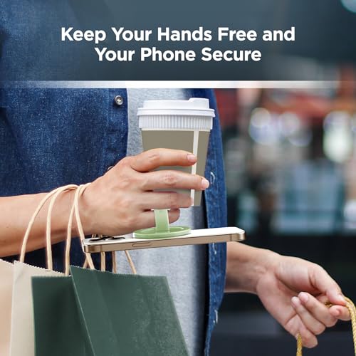 Encased Magnetic Phone Grip Holder Thin Silicone Finger Loop Ring Compatible with iPhone (Sage) - color: Sage