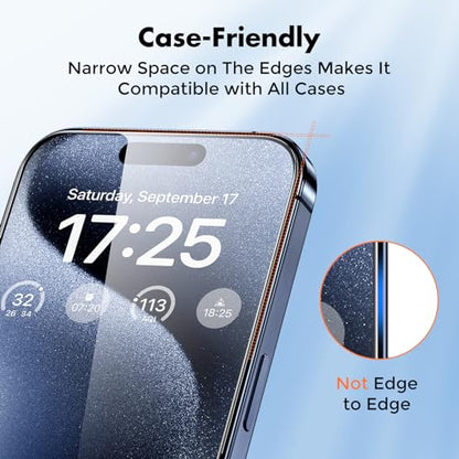 UNBREAKcable 4-Pack iPhone 15 Pro Max Screen Protector, 9H Hardness | 9H tempered glass | 99.99% HD clarity | Double Shatterproof|alignment frame easy install | case-friendly - size: iPhone 15 Pro Max