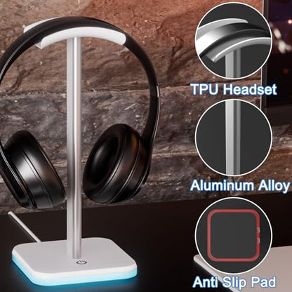 Headphone Stand for Desk - Headset Stand Headphone Holder (RGB-White) - color: RGB-White