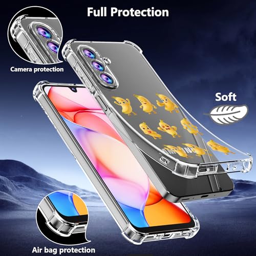 Phone Case for Samsung Galaxy A17 5G Case, Samsung A17 5G Case with Tempered Glass Screen Protector, Soft Flexible TPU Slim Fit Shockproof Phone Cover for Women Men Girl Boy (Clear-Meme) - color: Clear-Meme